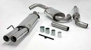 Exhaust system/Sport exhaust for Golf 3 1.4 1.6 1.9D 1.9TDI 2.0 2.8 VR6, 63.5mm stainless steel with EC approval (no registration required)