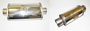 Simons VR6 Turbo 2-Pack Muffler with labeling for registrations.