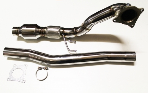 Downpipe für Golf 6 R, S3 8P, TT 8J, Leon Cupra R 1P 2.0 TFSI ø 76mm Edelstahl 200 Zellen Sportkat Euro 5 tauglich