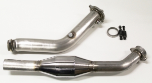 Downpipe for Audi A4 B7 2.0 TFSI Quattro ø 76mm with 200 cell race catalytic converter stainless steel
