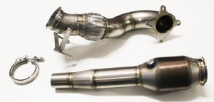 Downpipe ø 89mm für Polo 5 (6R 6C) WRC 2.0 TFSI mit 200 Zellen HJS Sportkat mit E-Prüfzeichen