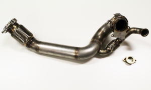 Downpipe ø 76mm Golf 3 VR6 Turbo 5-Loch auf V-Band mit Anschluss für externes V-Band Wastegate 38mm