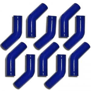 10x Silikonbogen 45° Grad 51mm innendurchmesser blau  L 125mm 4 lagig 5mm Wandstärke