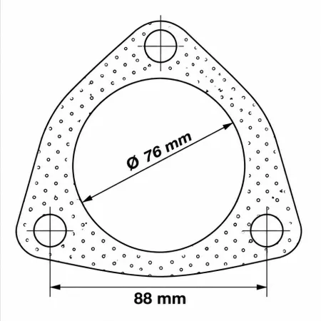 Auspuffdichtung 3 Loch ø 76mm Lochabstand mittig gemessen 88mm
