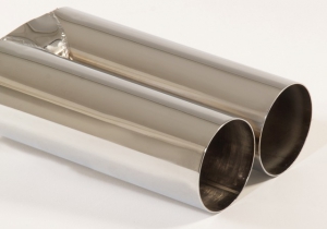 Tailpipe 20 - 2x80mm round sharp-edged stainless steel