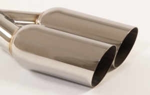 Tailpipe 38 - 2x90mm round sharp-edged chamfered Stainless Steel