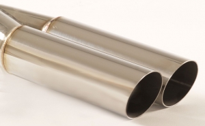 Tailpipe 55 - 2x60mm round sharp-edged chamfered stainless steel