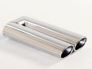Tailpipe 71 - 2x70x85mm oval rolled and beveled stainless steel