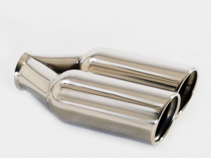 Tailpipe 84 - 2x90 rounded chamfered offset right Stainless Steel