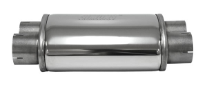 Schalldämpfer universell Simons Duo ø 63,5mm oval 220x140 L 320mm Edelstahl 4x 63,5mm