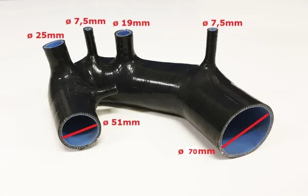 Ansaugschlauch Silikon für Audi A4, A6 B5 B6 Passat 1.8T 150PS-193PS schwarz ø 51mm Turboeinlass / MIT Schellenset