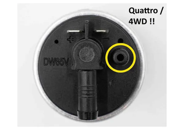 DeatschWerks DW65v Benzinpumpe intern Intank 265L/Std. für Audi S3 8L Quattro, Golf 4 R32 4-Motion Allrad