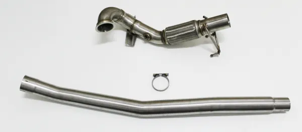 Downpipe für Audi S3 8v Quattro , Seat Leon 5F Cupra R ST 300 Golf 7 R 4-Motion 2.0 TFSI ø 76mm Edelstahl mit Interlock Flexrohr 60 mm