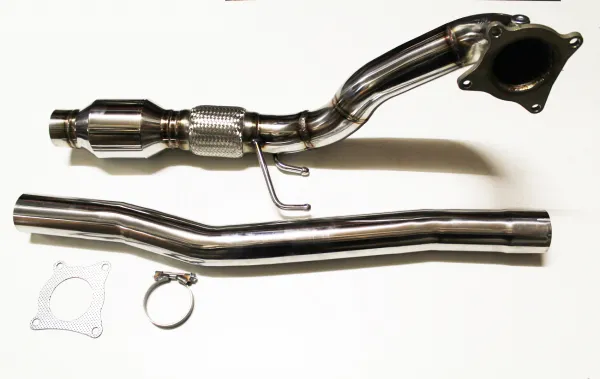 Downpipe für Golf 6 R, S3 8P, TT 8J, Leon Cupra R 1P 2.0 TFSI ø 76mm Edelstahl 200 Zellen Sportkat Euro 5 tauglich 76 mm