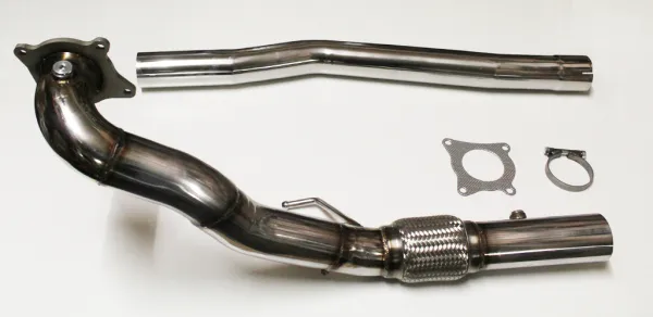 Downpipe Golf 6 R catless, Audi S3 8P Quattro 1.8TFSI, 2.0 TFSI ø 76mm Edelstahl mit Interlock Flexrohr 63,5 mm