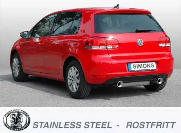 Edelstahl Sportauspuffanlage Duplex L+R 1x100 mm für VW Golf VI 1.4TSi/1.8TSi EG-Genehmigung