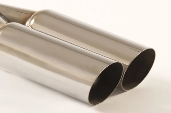 Endrohr 57 - 2x70mm rund scharfkantig abgeschrägt Edelstahl