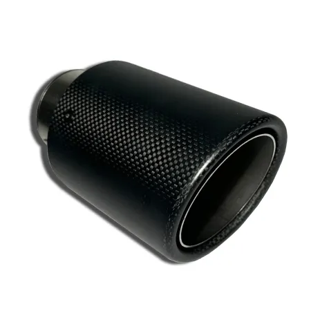 Endrohr Carbon für Rohraußendurchmesser ø 63,5mm - ø 101,6mm außen L 155mm + Schelle mit Gutachten (eintragungsfrei)