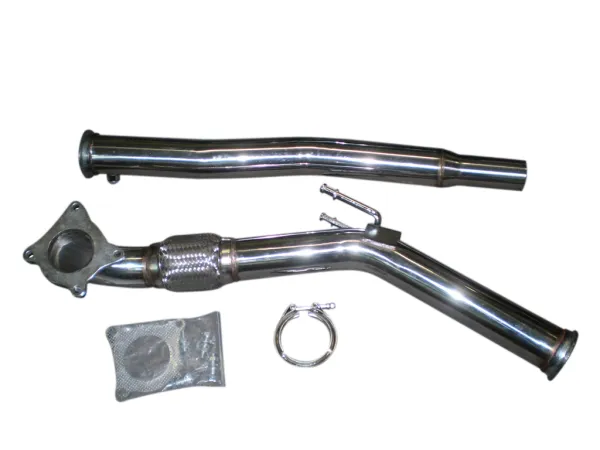 Hosenrohr Downpipe für Golf 5 6 GTI 2.0 TFSI ø 76mm Edelstahl mit Interlock Flexrohr 76 mm