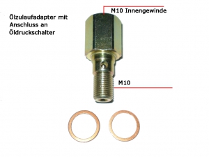 Adapter am Öldruckgeber M10x1 innen auf M10x1 außen mit Bohrung für Ölzulauf