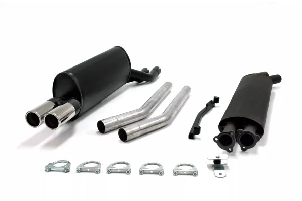 Simons Aluminierte Stahl Sportauspuffanlage 2x70 mm für BMW E28 520i, 525i, 528i, 528ia