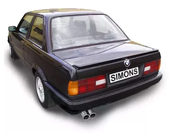 Simons Aluminierte Stahl Sportauspuffanlage 2x70 mm für BMW E30 320i/323i/325i Eintragungsfrei