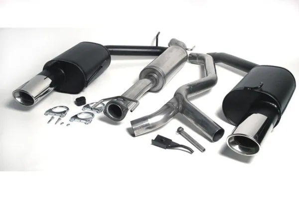 Simons Chromstahl Duplex Sportauspuffanlage 90/120 mm + 90/120 mm Oval für SAAB 9-5 Turbo 2.0/2.3 Limousine/Kombi & 9-5 Aero Limousine/Kombi
