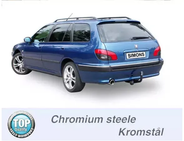Simons Chromstahl Sportauspuff 100mm Rund für Peugeot 406 Kombi 2.0