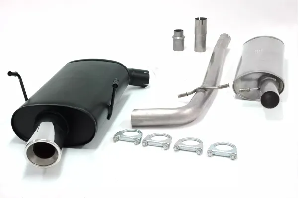 Simons Chromstahl Sportauspuff 100mm Rund für Peugeot 406 Limousine 2.0