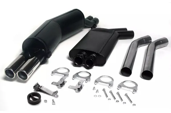 Simons Chromstahl Sportauspuffanlage 2x70 mm für BMW E34 520 12V, 520i 24V, 525i 12V Eintragungsfrei