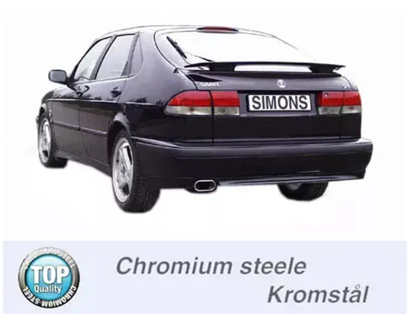 Simons Chromstahl Sportauspuffanlage 70x140 mm Eckig für SAAB 9-3 Aero Ver. I