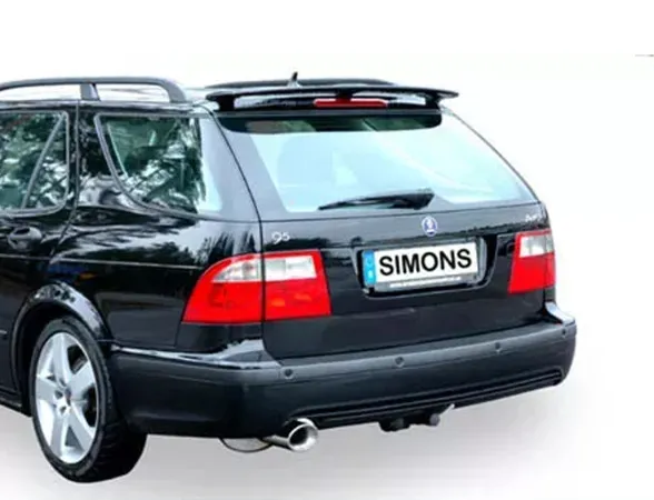 Simons Chromstahl Sportauspuffanlage 90/120 mm Oval für SAAB 9-5 Turbo 2.0/2.3 Limousine/Kombi Für Modelle MIT Öffnung in der Heckschürze