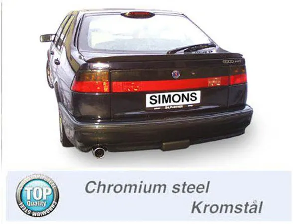 Simons Chromstahl Sportauspuffanlage 90 mm Rund für SAAB 9000 CS Turbo 2.0/2.3/Aero