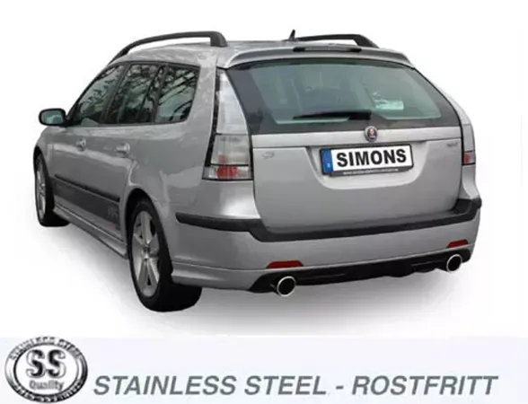 Simons Edelstahl Duplex Sportauspuffanlage 100 mm + 100 mm Rund für SAAB 9-3 1.9TiD/1.9TTiD