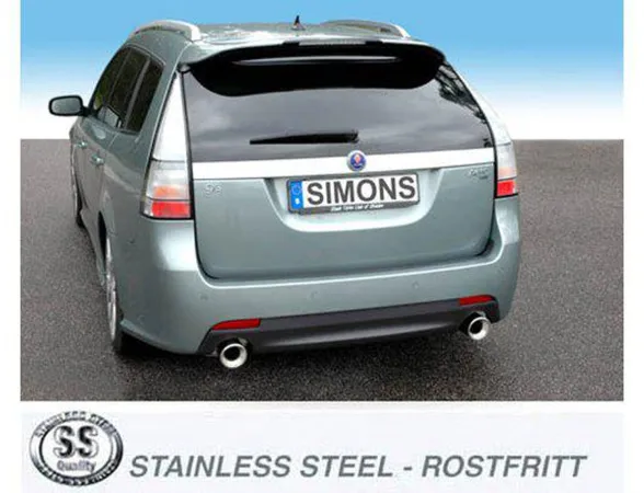 Simons Edelstahl Duplex Sportauspuffanlage 100 mm + 100 mm Rund für SAAB 9-3X 2.0T/2.8T XWD