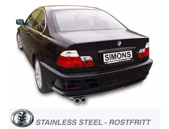 Simons Edelstahl Sportauspuffanlage 2x70 mm für BMW E46 320i, 325i, 330i mit EG-Genehmigung (eintragungsfrei)