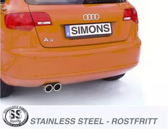 Simons Edelstahl Sportauspuffanlage 2x80 mm für Audi A3 (8PA) 2WD Sportback 1.4TFSi/2.0TFSi EG-Genehmigung
