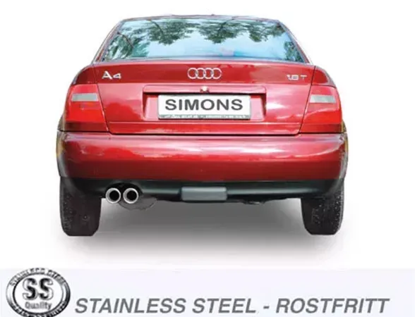 Simons Edelstahl Sportauspuffanlage 2x80 mm für Audi A4 (B5) 2WD Limousine/Avant/Kombi 2.4/2.8 EG-Genehmigung