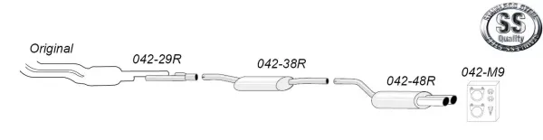 Simons Edelstahl Sportauspuffanlage 2x80 mm für Audi A4 (B5) Quattro Limousine/Avant/Kombi 2,5 TDI EG-Genehmigung
