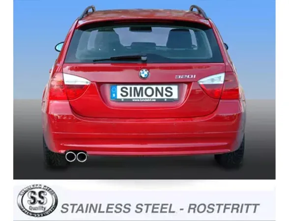 Simons Edelstahl Sportauspuffanlage 2x80 mm für BMW E90 316, 318i, 320i, 320Si mit EG-Genehmigung (eintragungsfrei)