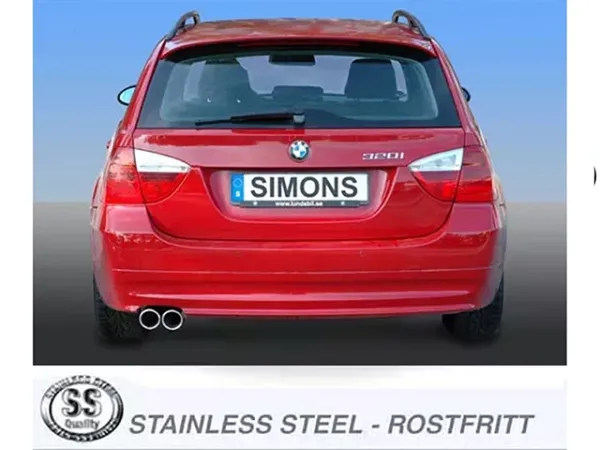 Simons Edelstahl Sportauspuffanlage 2x80 mm für BMW E93 316, 320i, mit EG-Genehmigung (eintragungsfrei)