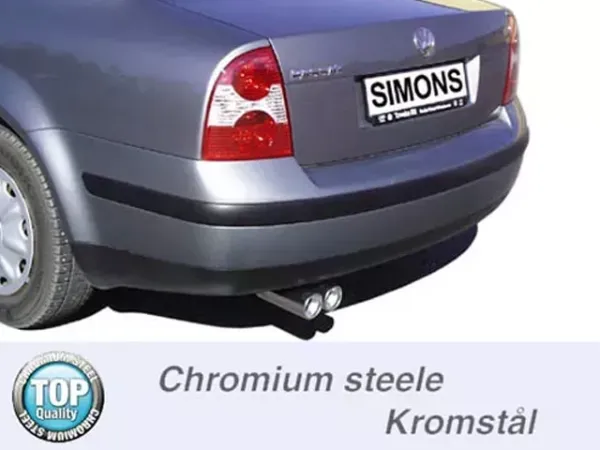 Simons Edelstahl Sportauspuffanlage 2x80 mm für VW Passat (B5) 3B Limousine/Avant/Kombi 1.6/1.8/1.8T/1.9TDI/2.5TDI EG-Genehmigung