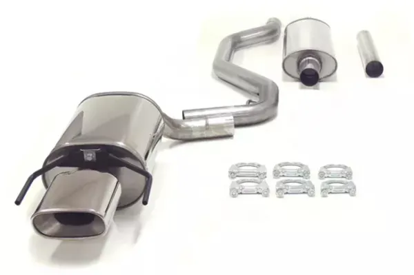 Simons Edelstahl Sportauspuffanlage 85 x150 mm Eckig für SAAB 9-3 Turbo (58L Tank )