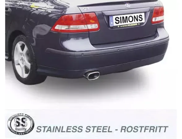 Simons Edelstahl Sportauspuffanlage 85 x150 mm Eckig für SAAB 9-3 Turbo (61L Tank )