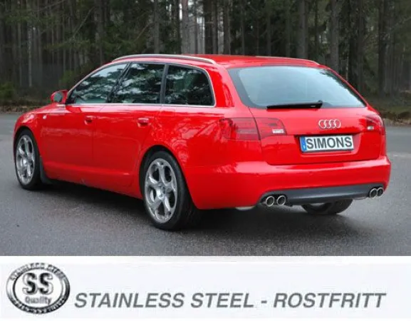 Simons Edelstahl Sportauspuffanlage Duplex 2x 80 mm für Audi A6 (C6) 2WD Limousine/Avant/Kombi 2.0TFSi