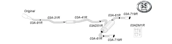Simons Edelstahl Sportauspuffanlage Duplex 90 mm für BMW F36 420i, 428i