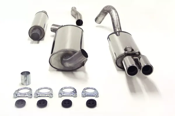 Simons Edelstahl Sportauspuffanlage für Audi 80, 90, Coupé Typ 89 2x70 mm Eintragungsfrei
