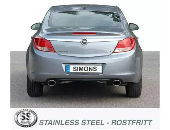 Simons Edelstahll Sportauspuff Duplex 90/120 mm + 90/120 mm oval für Opel Insignia Limousine 2WD 1.6T, 2.0T, 2.8T EG Betriebserlaubnis