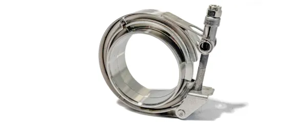 V-Band Set 76mm aus Edelstahl 2 Anschweißringe mit Zentrierung + V-Bandschelle mit Schnellverschluss