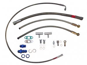 Oil and water connection kit for VR6 R32 engines for journal bearing turbochargers
